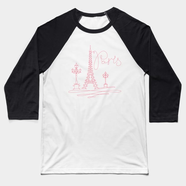 Pink Paris Baseball T-Shirt by VioletGrant